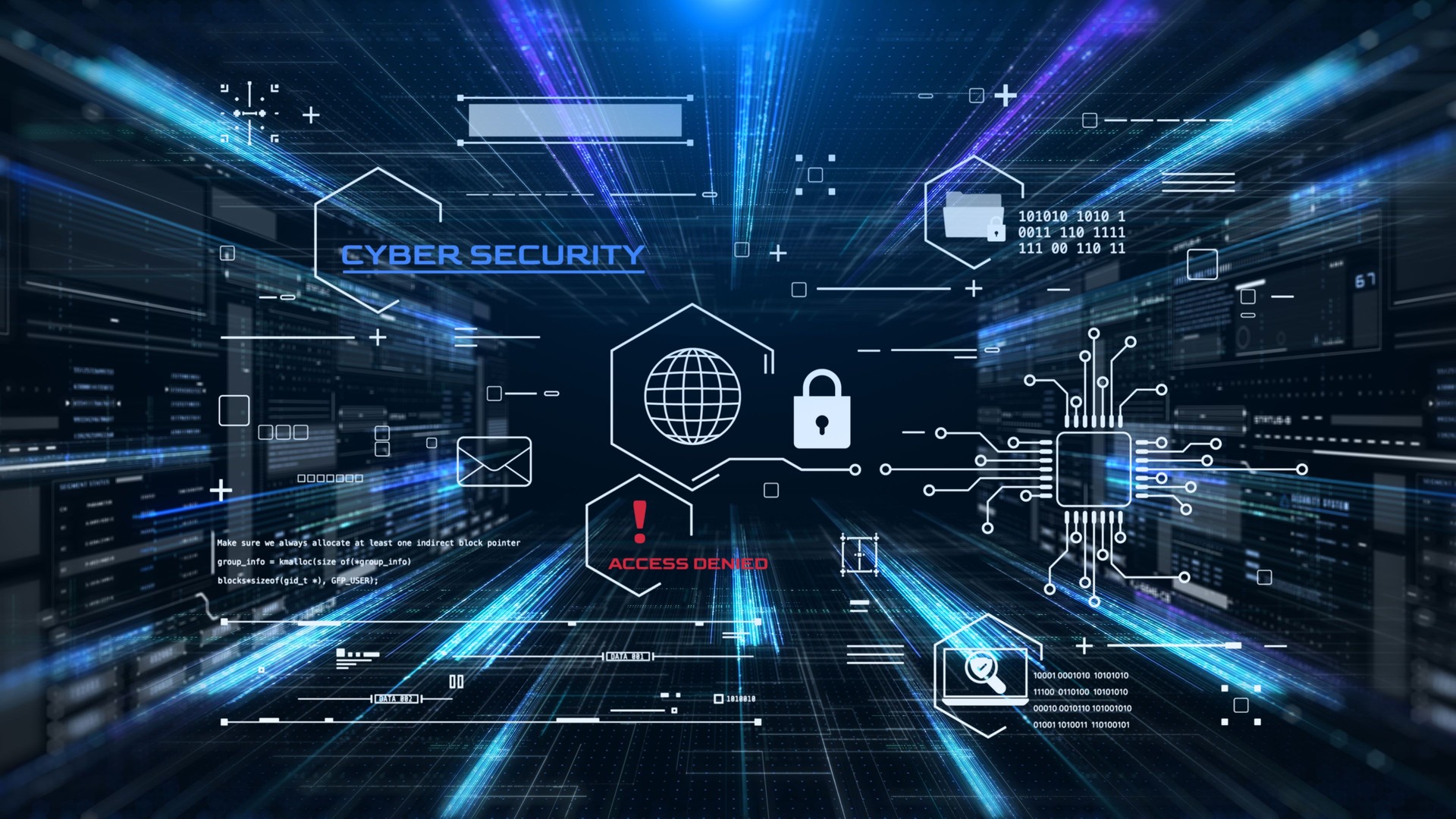 Cyber security digital data security for business, computer, network illustration. Icon of privacy protection background.